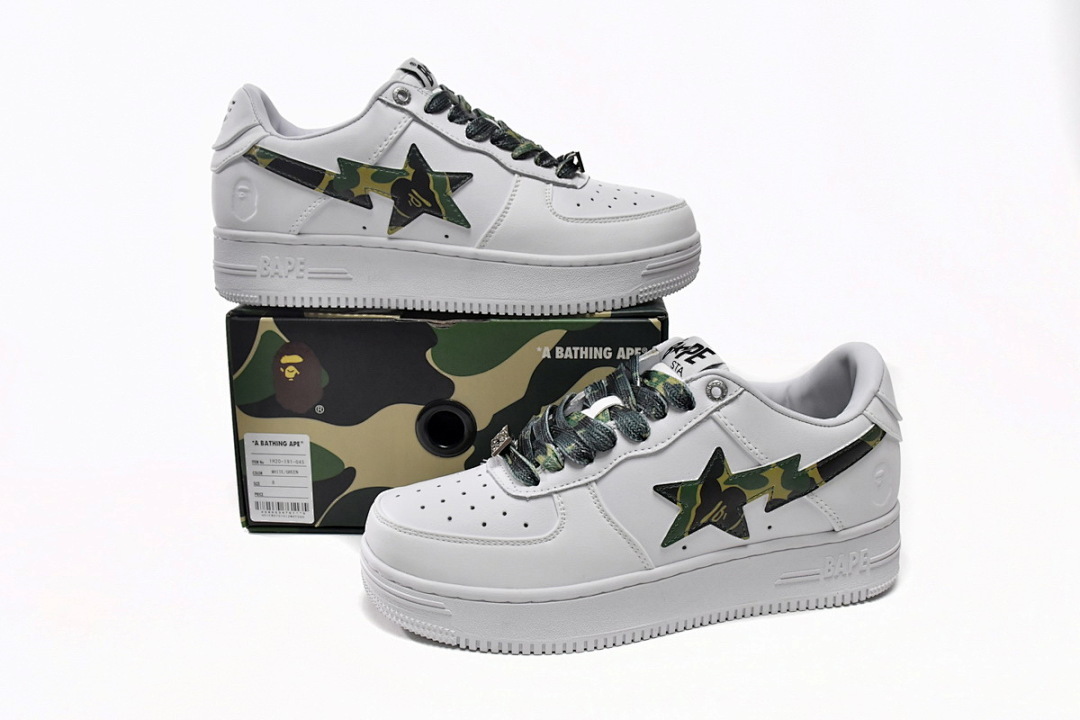 A Bathing Ape Bape Sta Low White Green Camouflage  1H20-191-045 