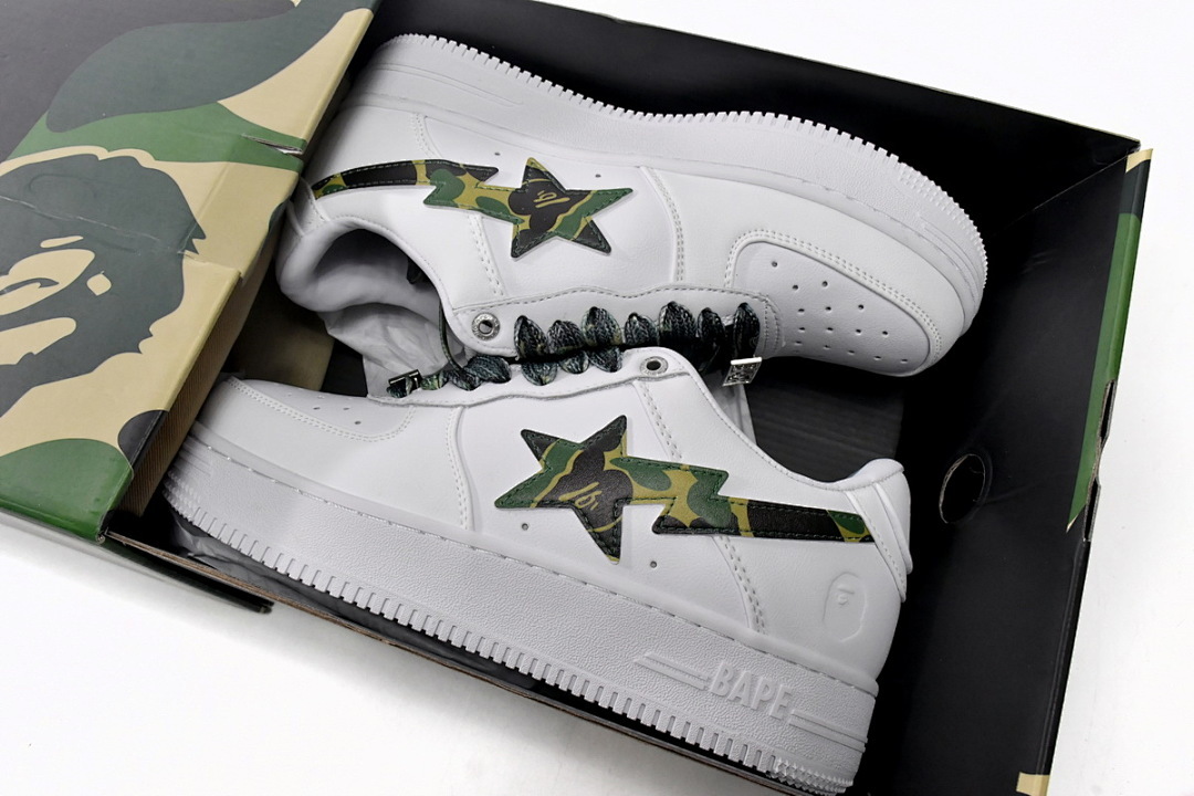 A Bathing Ape Bape Sta Low White Green Camouflage  1H20-191-045 