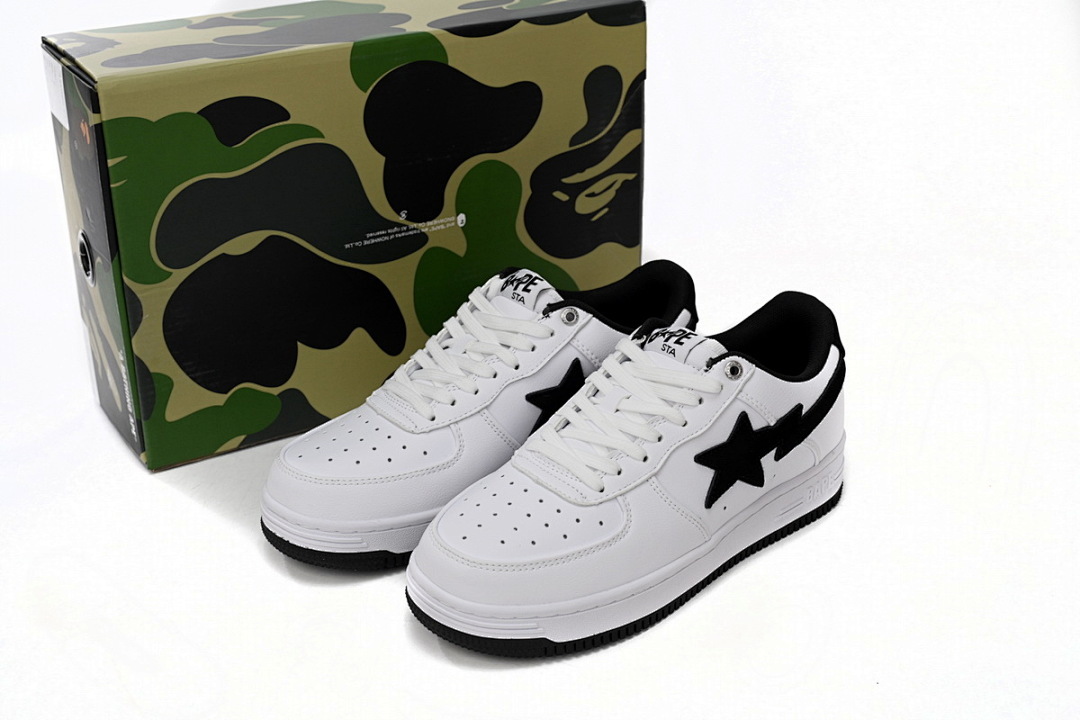 A Bathing Ape Bape Sta Low White And Black Tick  1173-191-912 