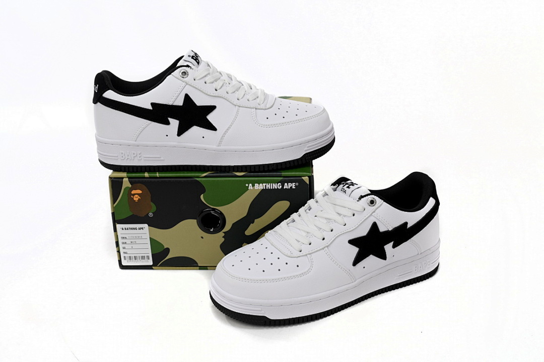A Bathing Ape Bape Sta Low White And Black Tick  1173-191-912 