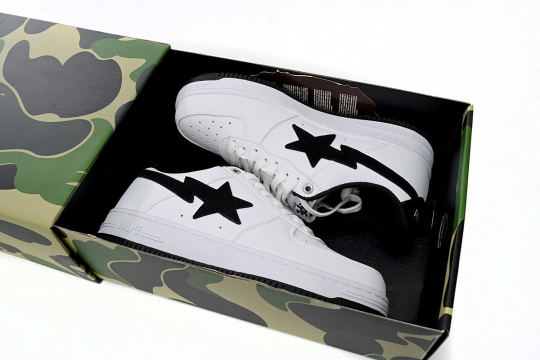 A Bathing Ape Bape Sta Low White And Black Tick  1173-191-912 