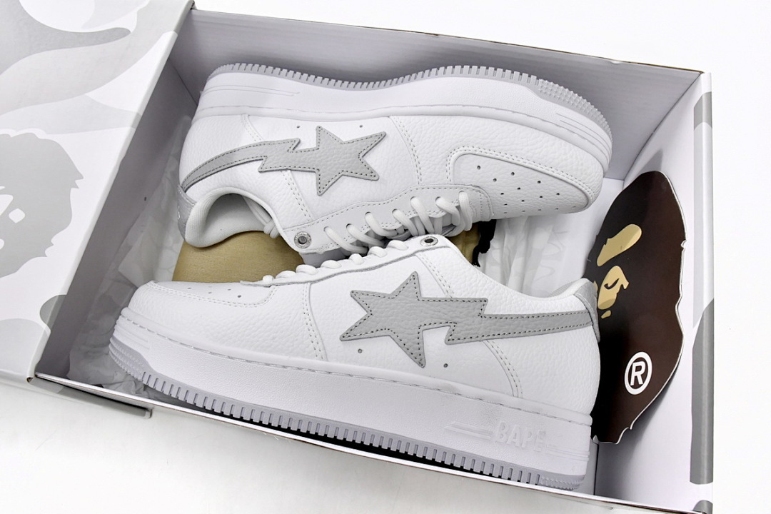 A Bathing Ape Bape Sta Low White Grey 1H73-191-921 