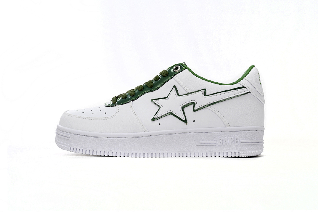  A Bathing Ape Bape Sta Low White Green edge 1J30-191-017