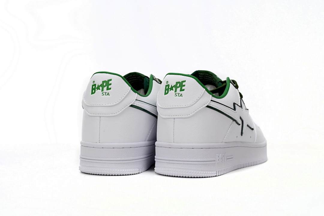  A Bathing Ape Bape Sta Low White Green edge 1J30-191-017