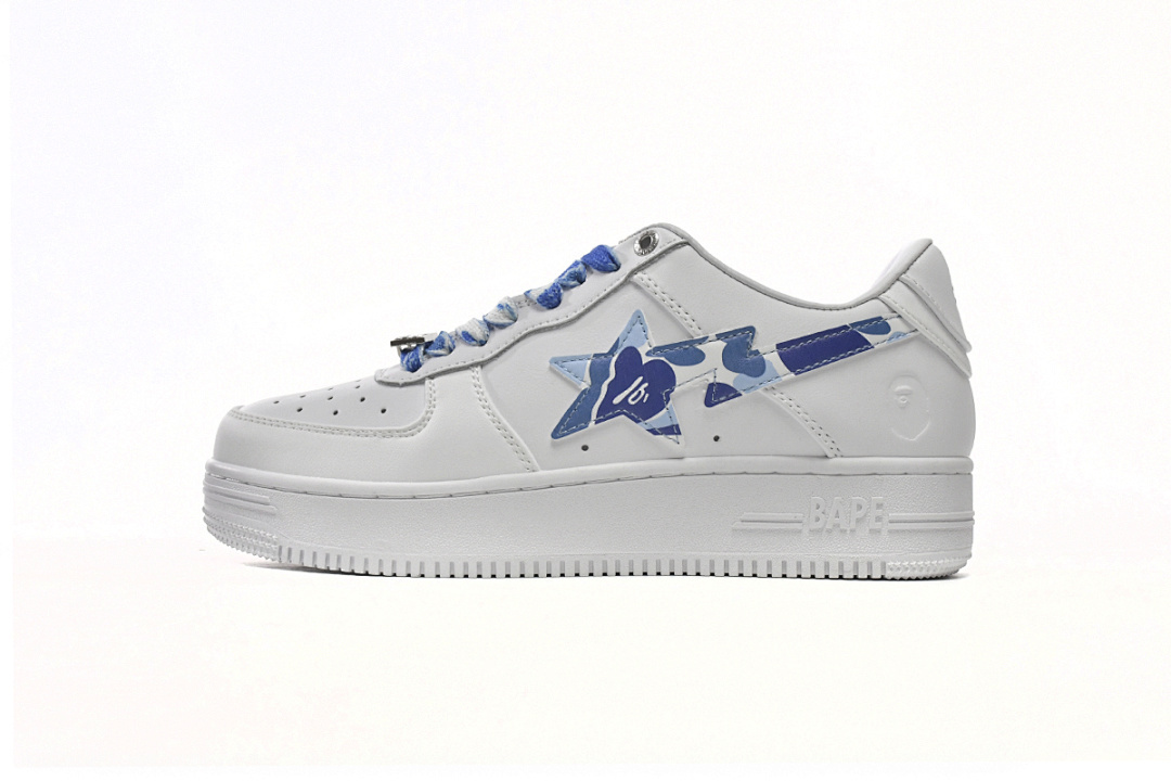 A Bathing Ape Bape Sta Low White Blue Camouflage 1H20-191-045 