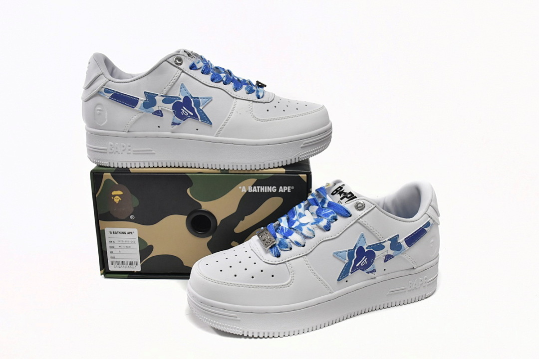 A Bathing Ape Bape Sta Low White Blue Camouflage 1H20-191-045 