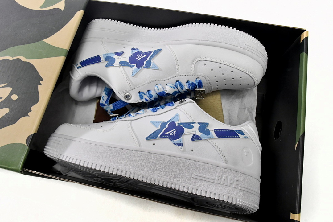 A Bathing Ape Bape Sta Low White Blue Camouflage 1H20-191-045 