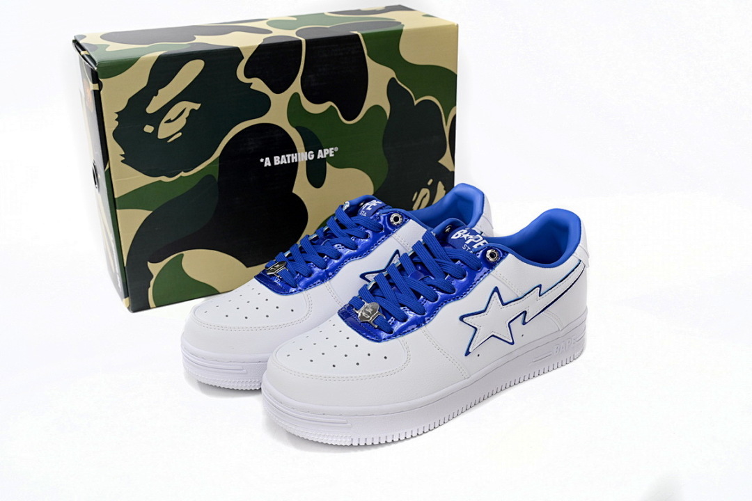 A Bathing Ape Bape Sta Low White and Blue Border 1J30-191-017 