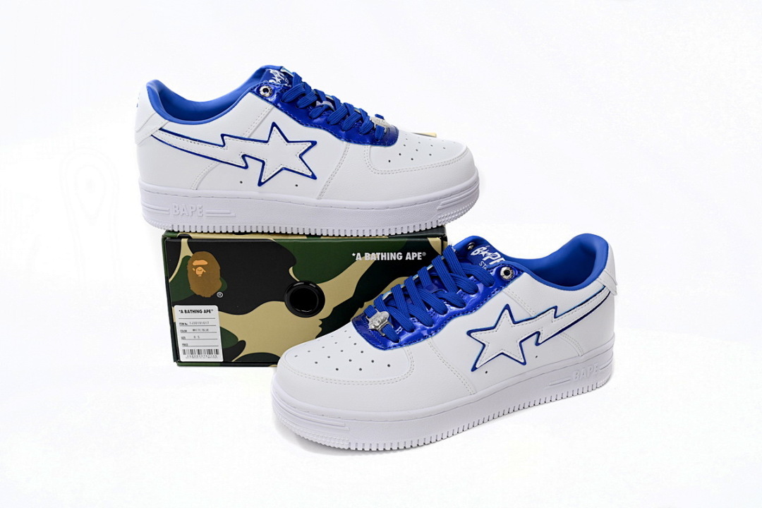A Bathing Ape Bape Sta Low White and Blue Border 1J30-191-017 