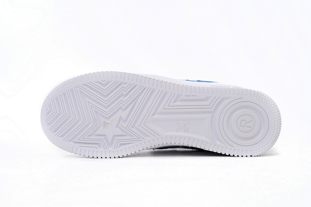 A Bathing Ape Bape Sta Low White and Blue Border 1J30-191-017 