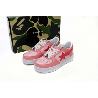 A Bathing Ape Bape Sta Low Pink Paint Leather 1H2-019-1046  02