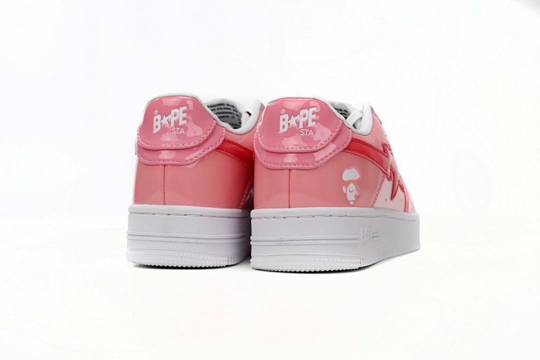 A Bathing Ape Bape Sta Low Pink Paint Leather 1H2-019-1046 