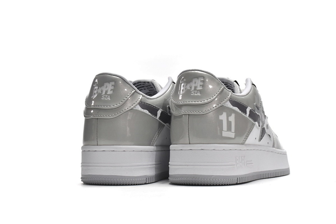 A Bathing Ape Bape Sta Low White Grey Mirror Surface