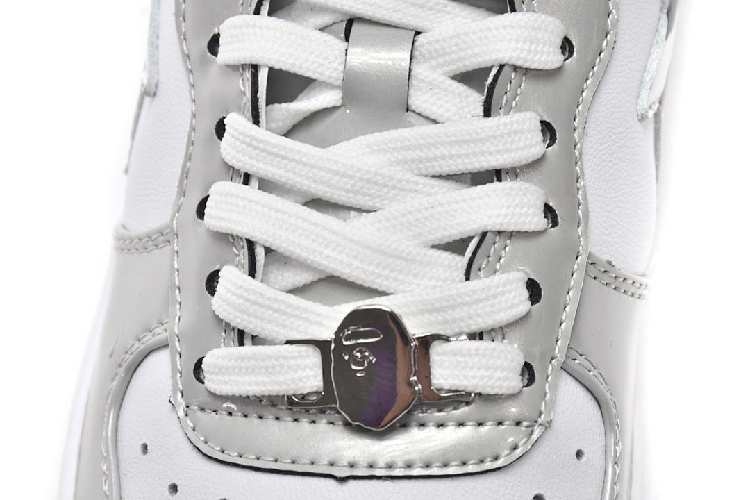 A Bathing Ape Bape Sta Low White Grey Mirror Surface