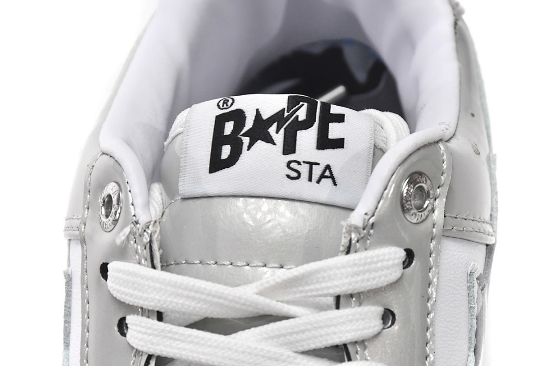 A Bathing Ape Bape Sta Low White Grey Mirror Surface