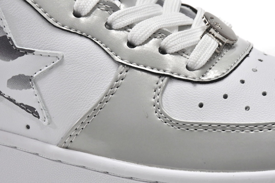 A Bathing Ape Bape Sta Low White Grey Mirror Surface