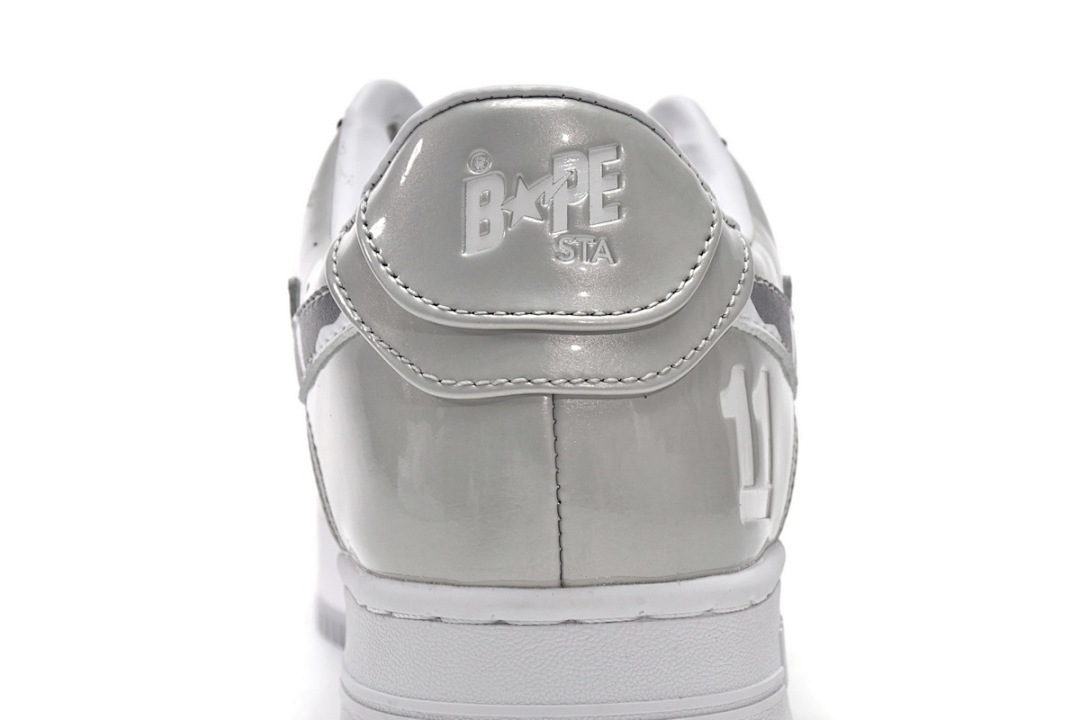 A Bathing Ape Bape Sta Low White Grey Mirror Surface
