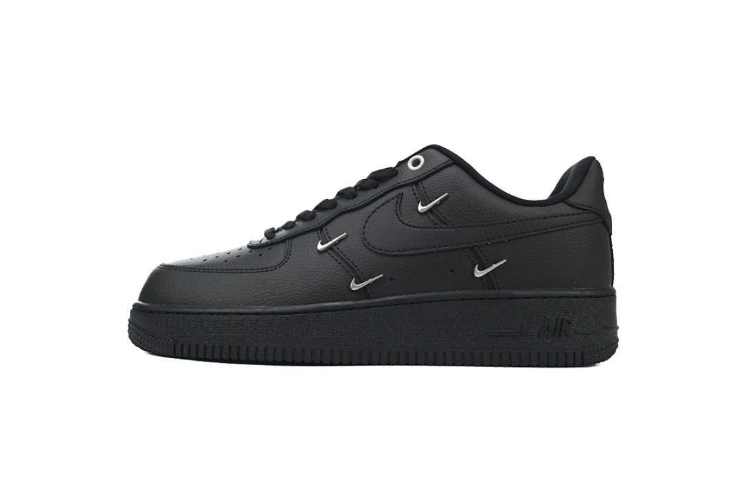  Nike Air Force 1 Low Black Silver Mini Swoosh  HQ1180-001