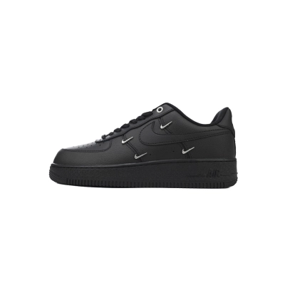 Nike Air Force 1 Low Black Silver Mini Swoosh  HQ1180-001 01