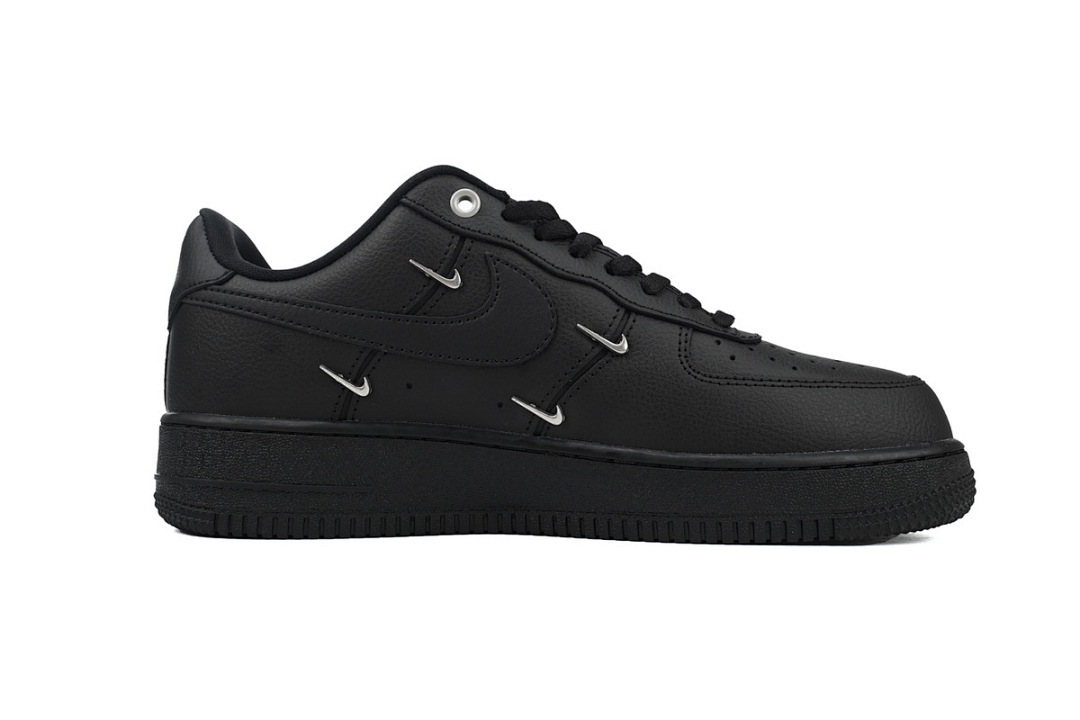  Nike Air Force 1 Low Black Silver Mini Swoosh  HQ1180-001