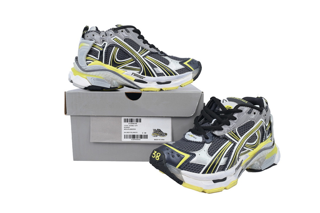  FC God Batch Balenciaga Runner Sneaker Grey Black Yellow 772767 W3RMU 1279