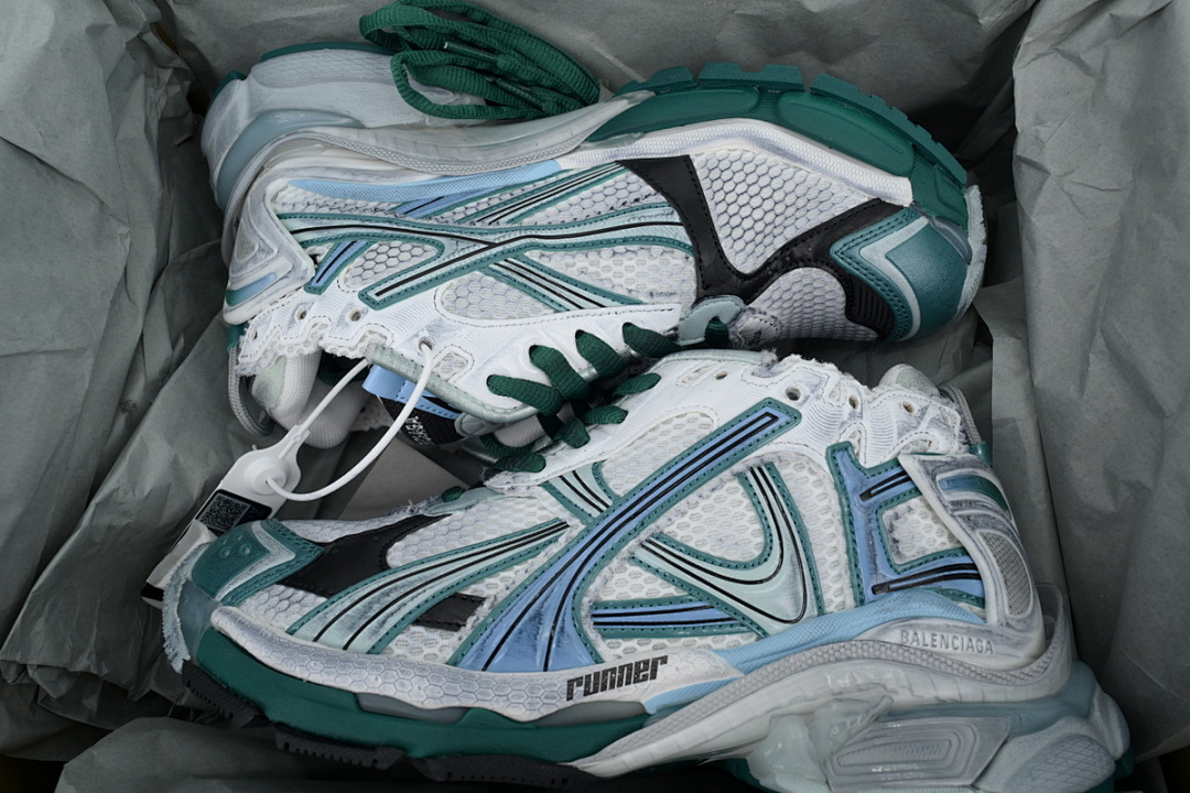 FC God Batch Balenciaga Runner Sneaker 'White Green Blue' 772774 W3RMU 0623 