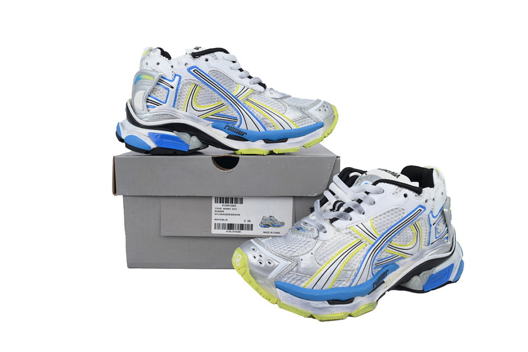 FC God Batch Balenciaga Runner Sneaker White Blue Yellow 772767 W3RNY 0213