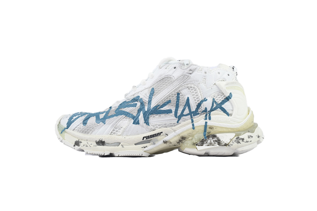 FC God Batch Balenciaga Runner Sneaker 'Graffiti - White Blue'  772774 W3RBQ 9040 