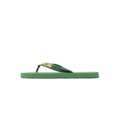 Gucci Green Rubber Flip Flops with Gold Interlocking G Logo 01