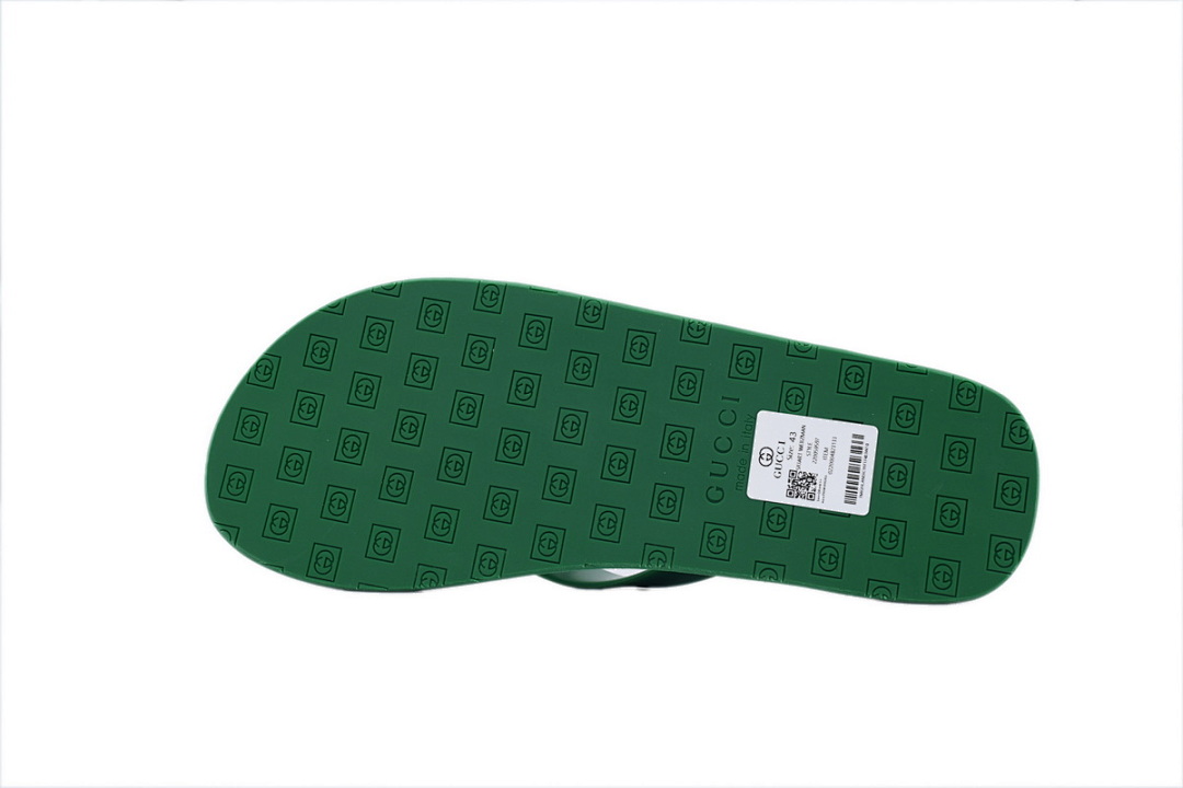 Gucci Green Rubber Flip Flops with Gold Interlocking G Logo