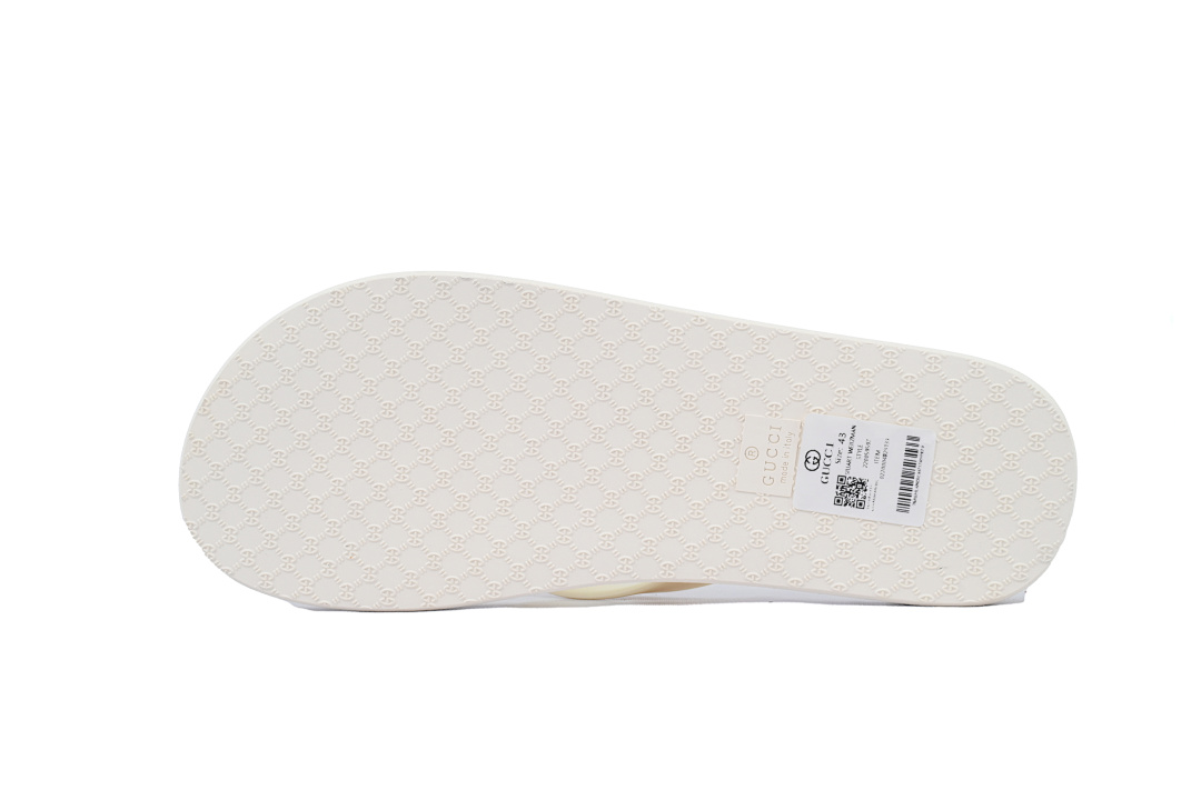 Gucci Branded Ivory Rubber Flip Flops with Bee Hardware