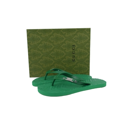 Gucci Branded Green Rubber Flip Flops with Bee Hardware 02