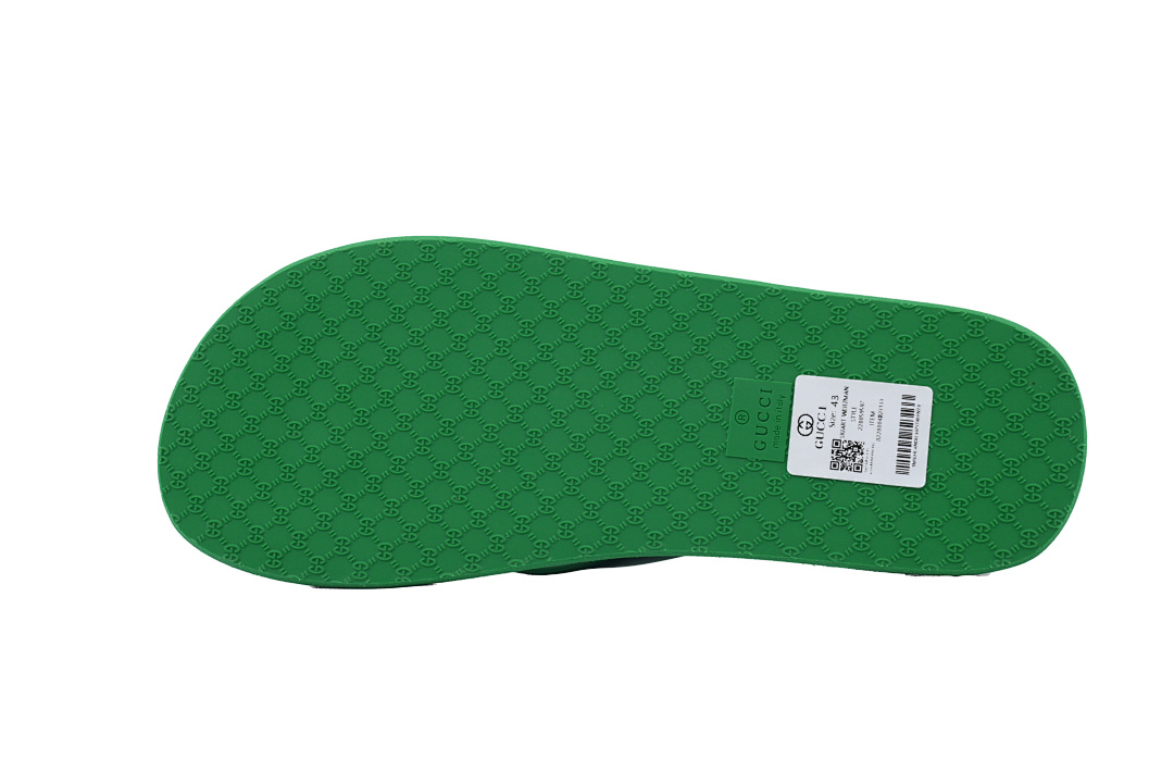 Gucci Branded Green Rubber Flip Flops with Bee Hardware
