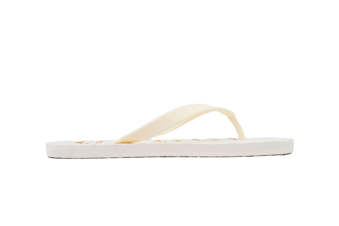 Gucci Branded White Rubber Flip Flops with Gold Accent Logo