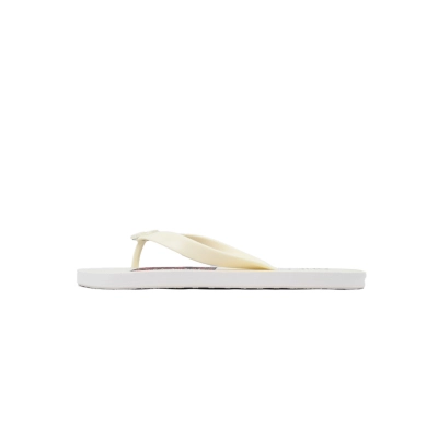 Gucci Branded Ivory Rubber Flip Flops with Red Floral Detail 01