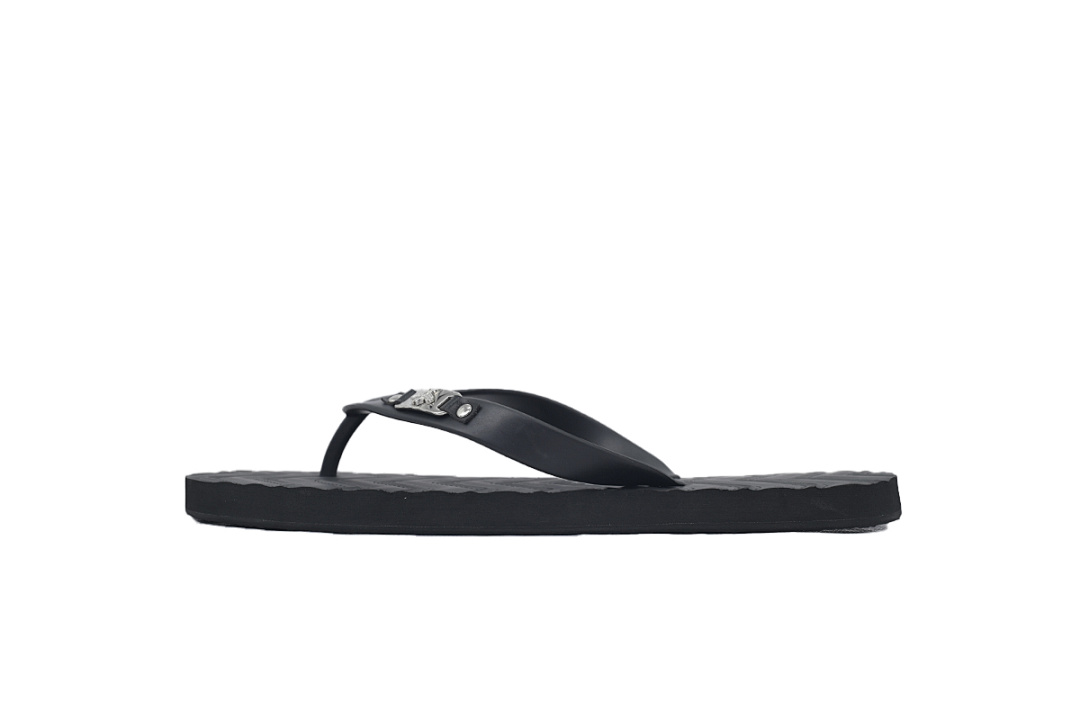 Gucci Branded Black Rubber Flip Flops with Bee Hardware