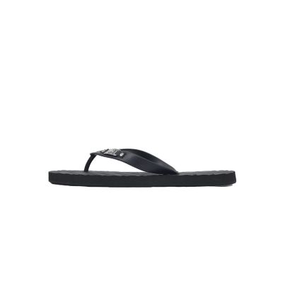 Gucci Branded Black Rubber Flip Flops with Bee Hardware 01