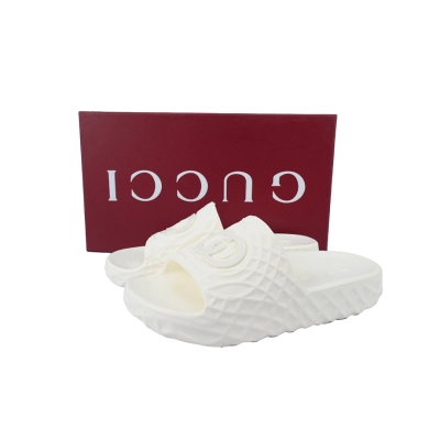 Gucci Branded White Rubber Slides with 3D Interlocking G Hardware 02