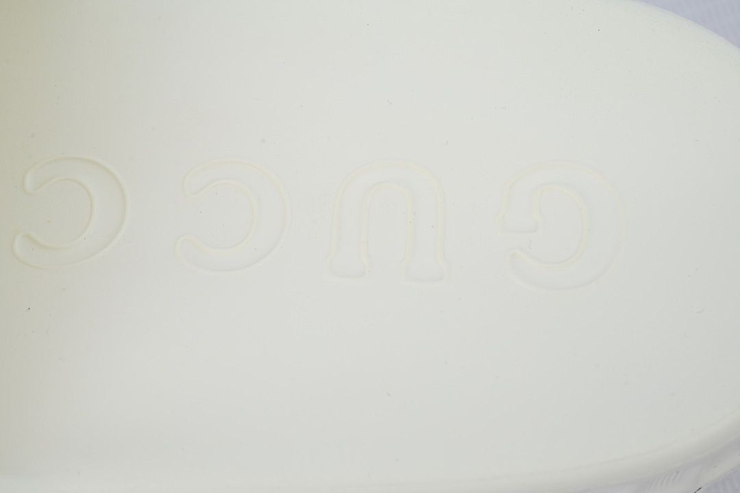Gucci Branded White Rubber Slides with 3D Interlocking G Hardware