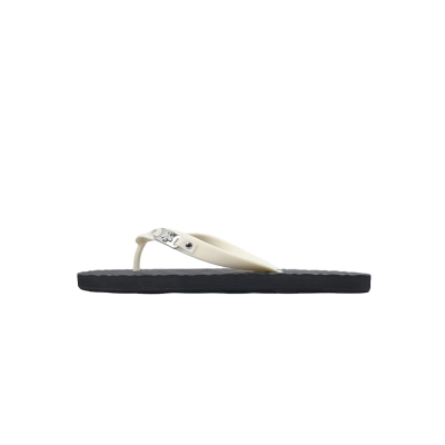 Gucci Branded Black & Cream Chevron Flip Flops with Bee Hardware 01