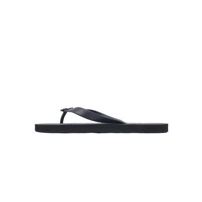 Gucci Branded Black Rubber Flip Flops with Blue Floral Detail 01