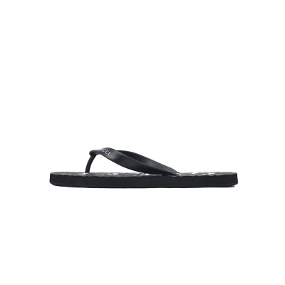 Gucci Branded Black Rubber Flip Flops with Contrast Logo 01