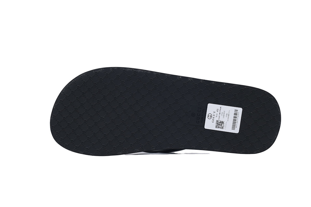 Gucci Branded Black Rubber Flip Flops with Contrast Logo