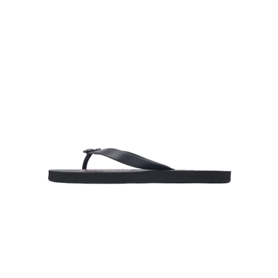 Gucci Branded Black Rubber Flip Flops with Red Floral Detail 01