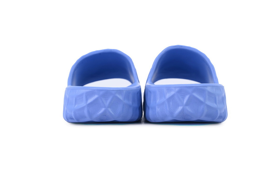 Gucci Branded Blue Rubber Slides with 3D Interlocking G Hardware