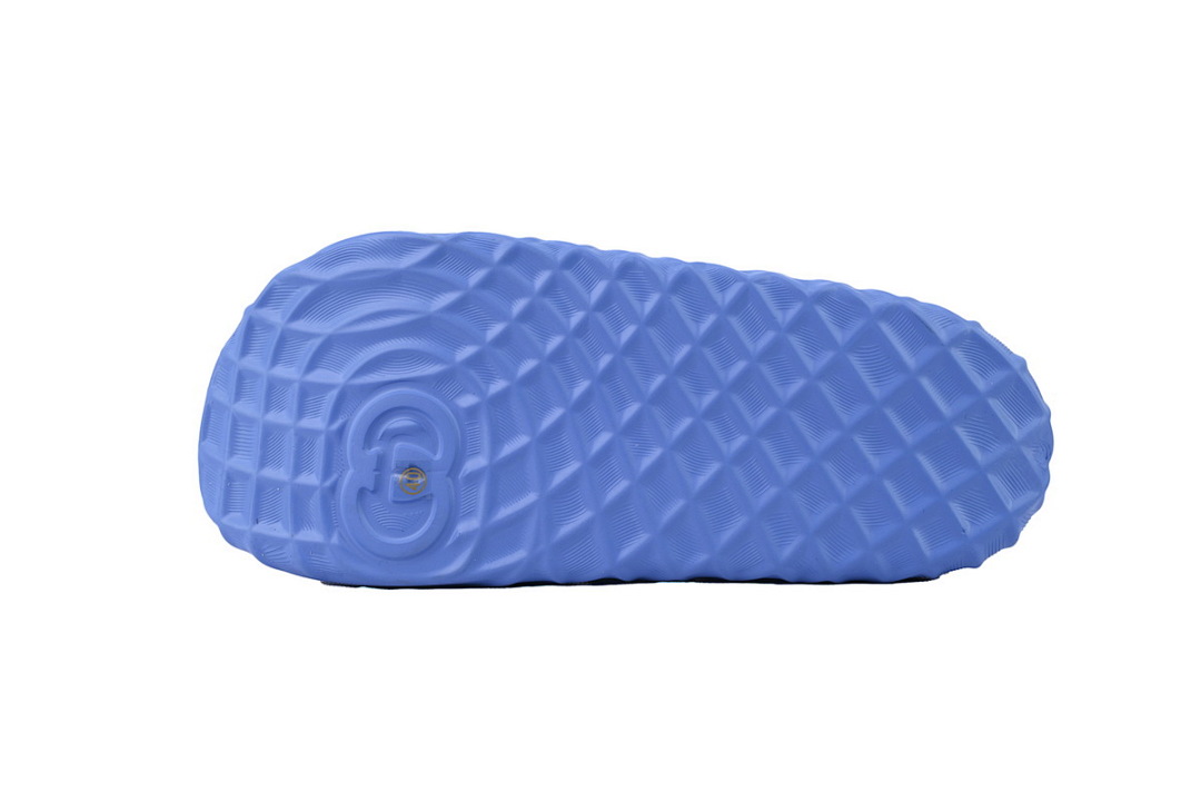 Gucci Branded Blue Rubber Slides with 3D Interlocking G Hardware