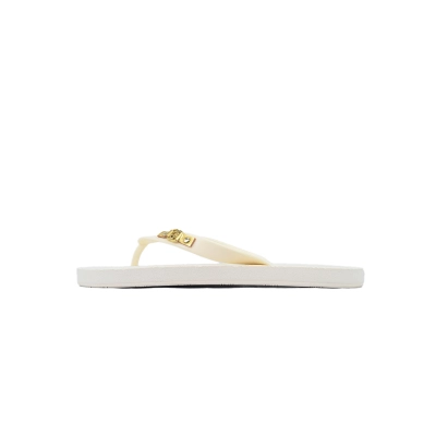 Gucci White Rubber Flip Flops with Gold Interlocking G Logo 01