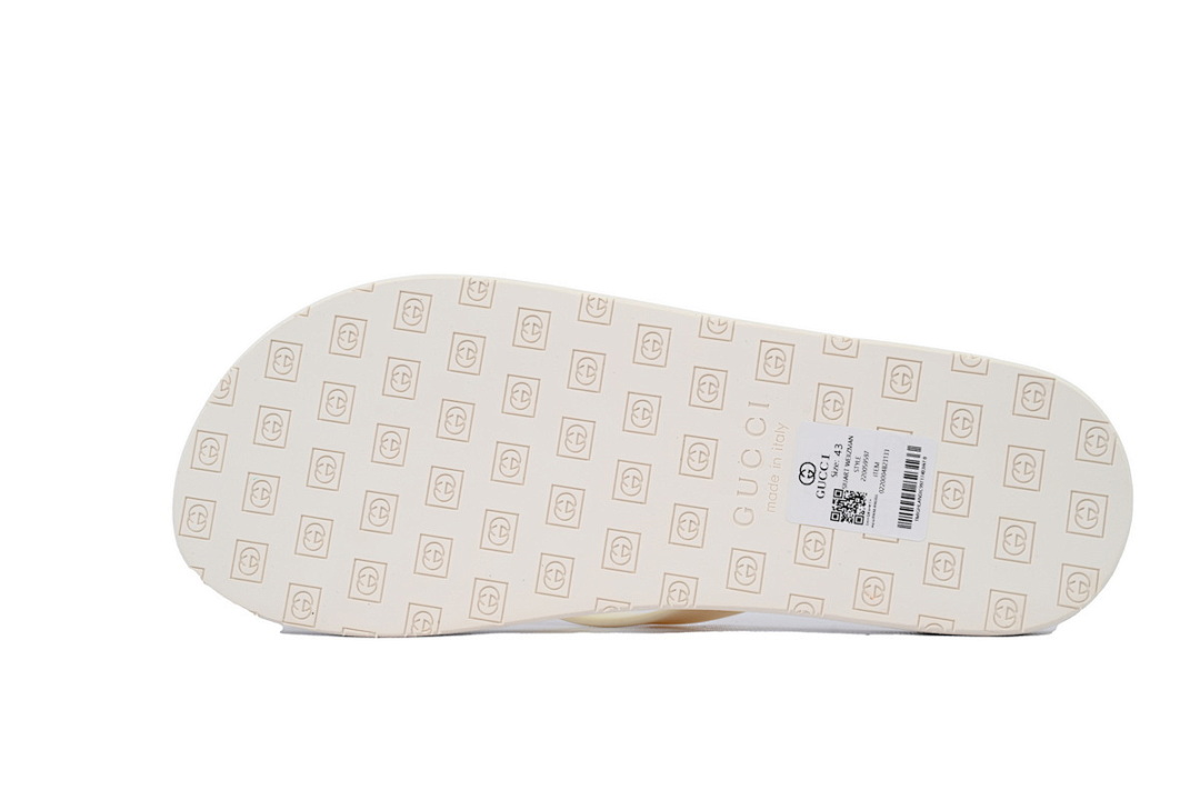 Gucci White Rubber Flip Flops with Gold Interlocking G Logo