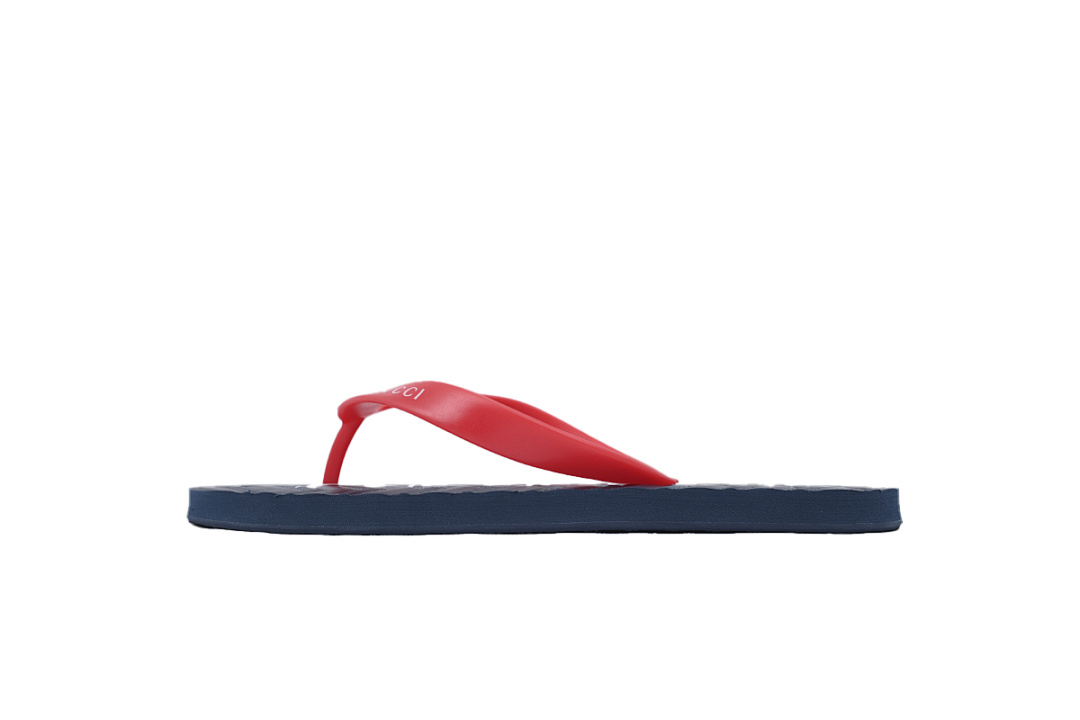 Gucci Branded Two-Tone Rubber Flip Flops with Printed Logo