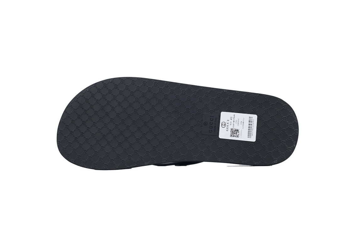 Gucci Black Rubber Flip Flops with Black Interlocking G Logo